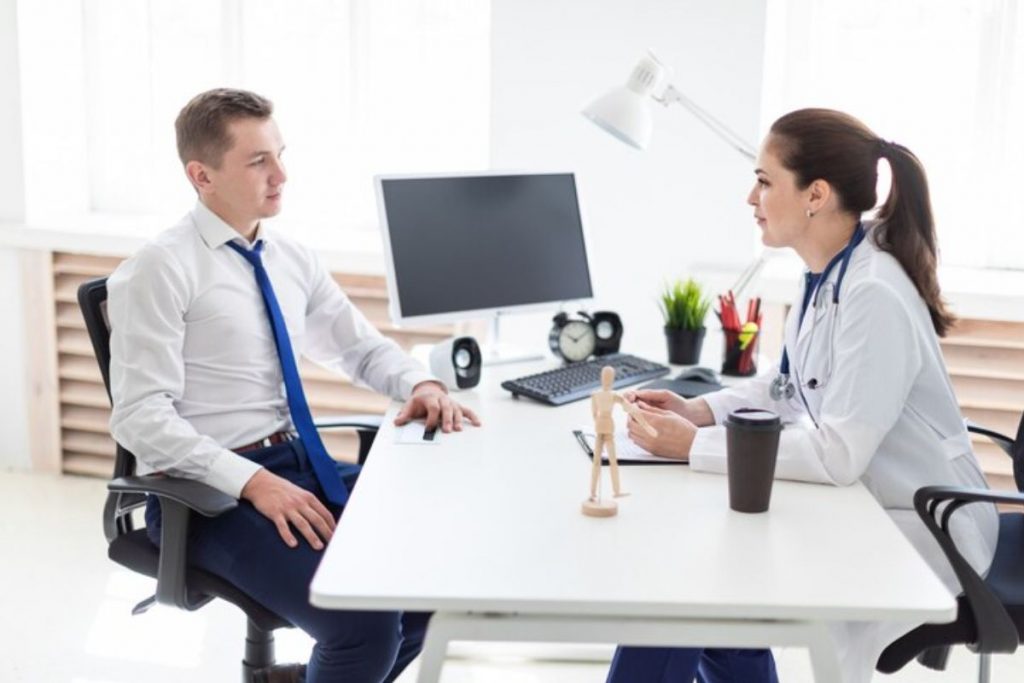doctor and executive discussion